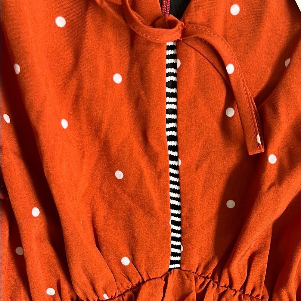 Marc Charming Orange Polka Dot Dress - Picture 4 of 10